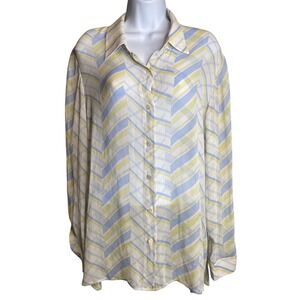 Due per Due Collection Womens‎ Silk Chevron Print Blouse Sz 16 Classic Old Mobey